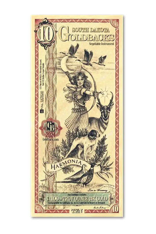 10 South Dakota Goldback note