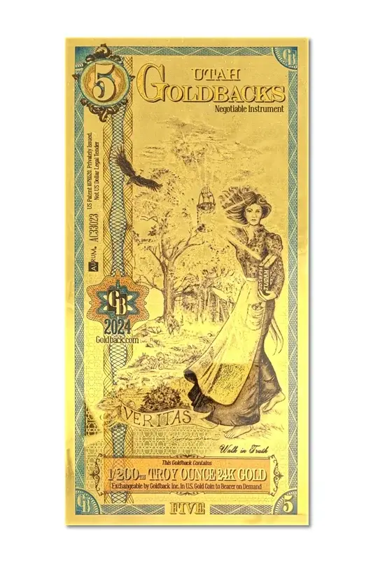 5 Utah Goldback note