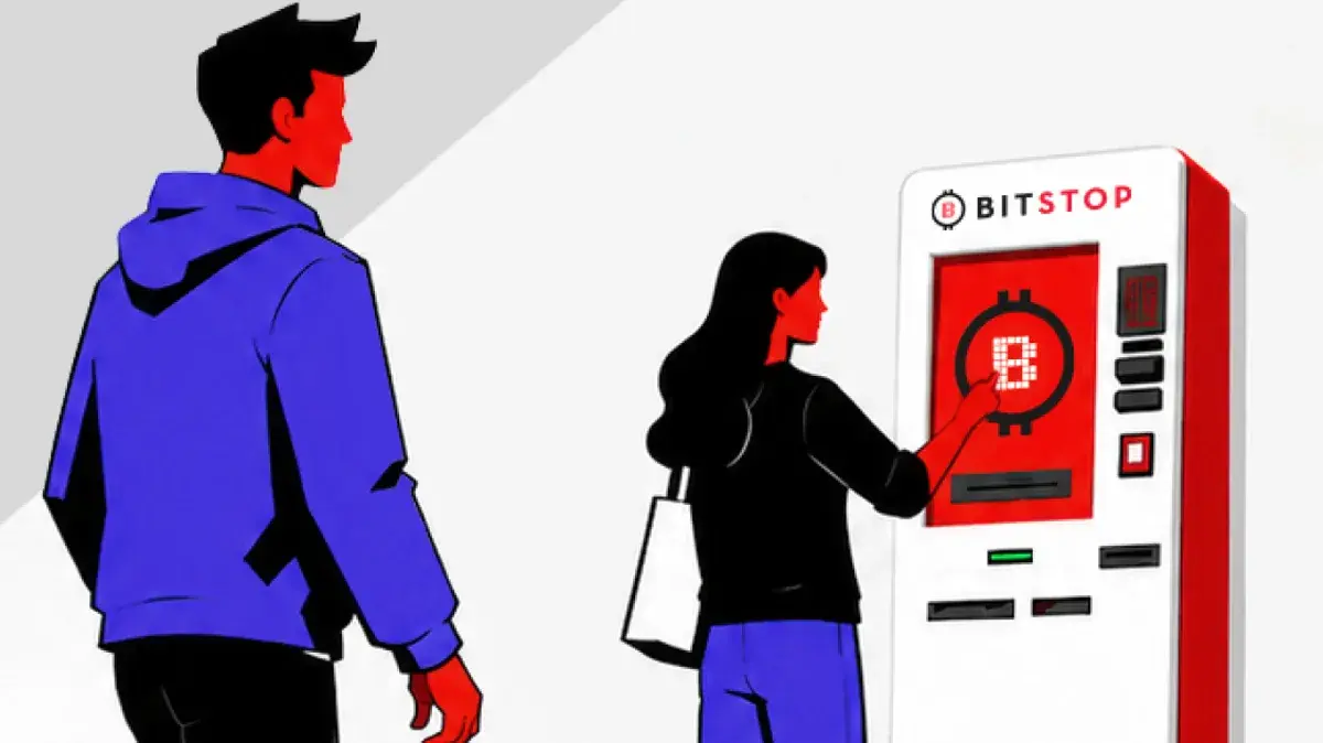 A customer buying crypto at a Bitstop ATM